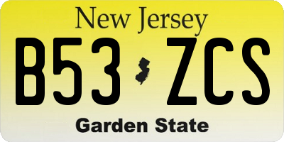 NJ license plate B53ZCS