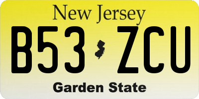 NJ license plate B53ZCU