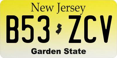 NJ license plate B53ZCV