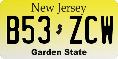 NJ license plate B53ZCW
