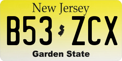 NJ license plate B53ZCX