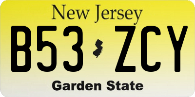 NJ license plate B53ZCY