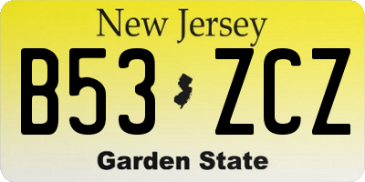 NJ license plate B53ZCZ