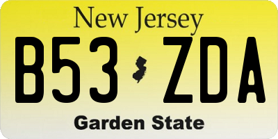 NJ license plate B53ZDA