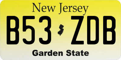 NJ license plate B53ZDB