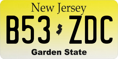 NJ license plate B53ZDC