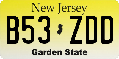 NJ license plate B53ZDD