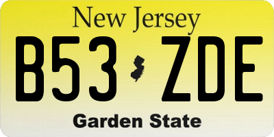 NJ license plate B53ZDE