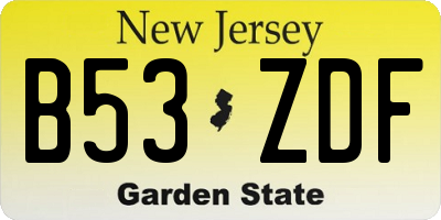 NJ license plate B53ZDF
