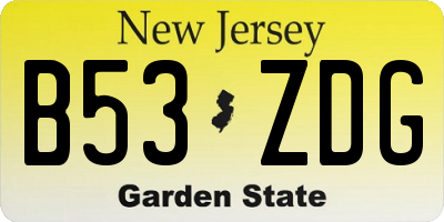 NJ license plate B53ZDG