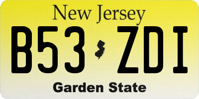 NJ license plate B53ZDI