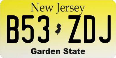 NJ license plate B53ZDJ