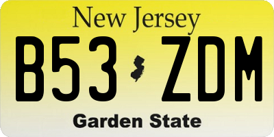 NJ license plate B53ZDM