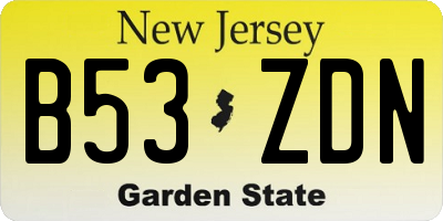 NJ license plate B53ZDN
