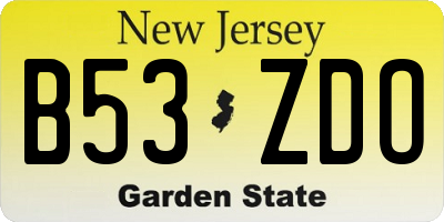NJ license plate B53ZDO