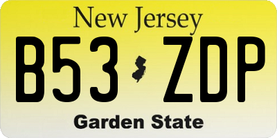 NJ license plate B53ZDP
