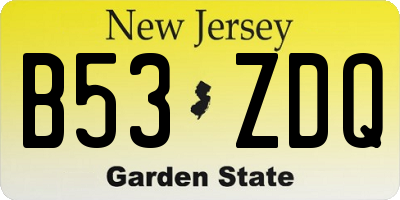 NJ license plate B53ZDQ
