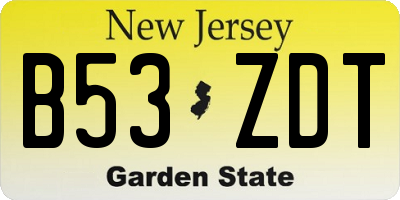 NJ license plate B53ZDT