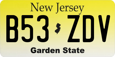 NJ license plate B53ZDV
