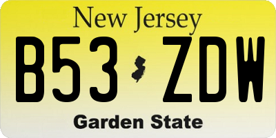 NJ license plate B53ZDW