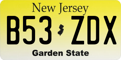 NJ license plate B53ZDX