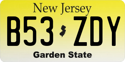 NJ license plate B53ZDY