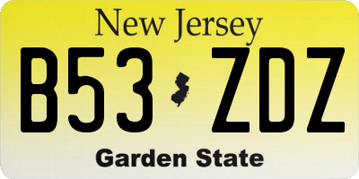 NJ license plate B53ZDZ