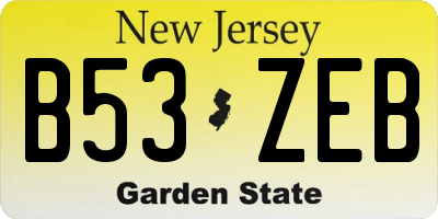 NJ license plate B53ZEB