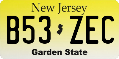 NJ license plate B53ZEC