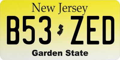 NJ license plate B53ZED