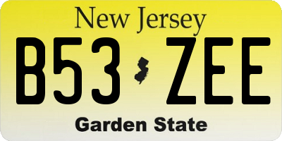 NJ license plate B53ZEE