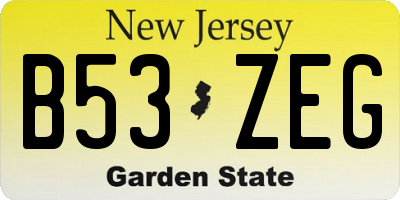 NJ license plate B53ZEG