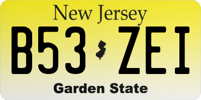 NJ license plate B53ZEI
