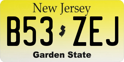 NJ license plate B53ZEJ