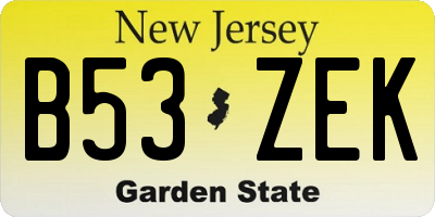 NJ license plate B53ZEK