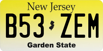 NJ license plate B53ZEM