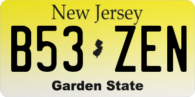 NJ license plate B53ZEN