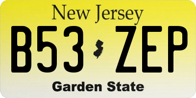 NJ license plate B53ZEP