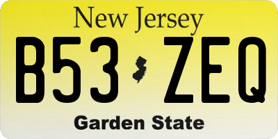 NJ license plate B53ZEQ