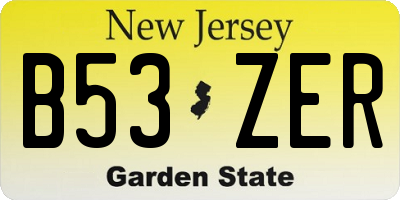 NJ license plate B53ZER