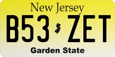 NJ license plate B53ZET