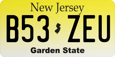 NJ license plate B53ZEU