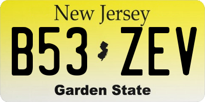 NJ license plate B53ZEV