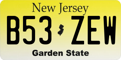 NJ license plate B53ZEW