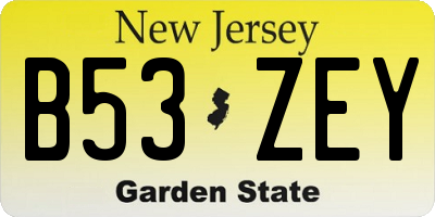 NJ license plate B53ZEY