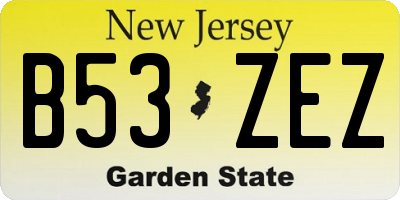NJ license plate B53ZEZ