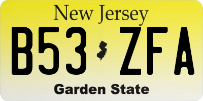 NJ license plate B53ZFA
