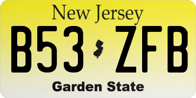 NJ license plate B53ZFB