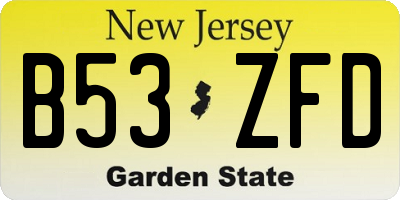 NJ license plate B53ZFD