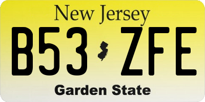 NJ license plate B53ZFE